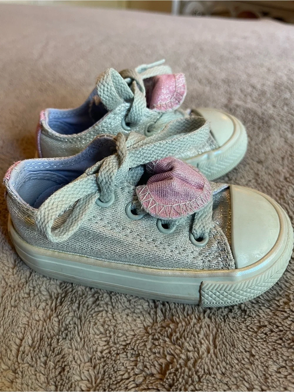 Converse Mint Green and Pink Kids Lace-Up Sneakers